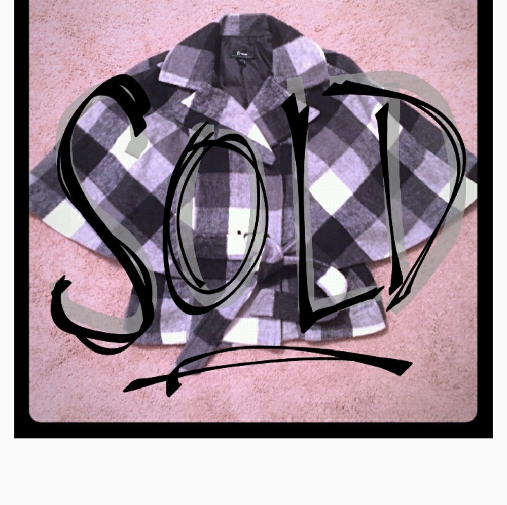 Black and white plaid cape NWOT